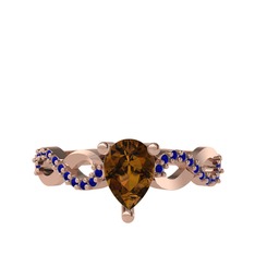 Fern Sonsuzluk Yüzük - Dumanlı kuvars ve lab safir 8 ayar rose altın yüzük #owcb8z