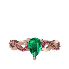 Fern Sonsuzluk Yüzük - Yeşil kuvars ve rodolit garnet 8 ayar rose altın yüzük #p6brzl