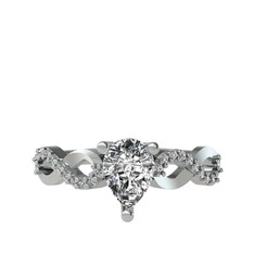 Swarovski ve beyaz zirkon 18 ayar beyaz altın yüzük