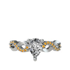 Fern Sonsuzluk Yüzük - Swarovski ve sitrin 14 ayar beyaz altın yüzük #roebfw