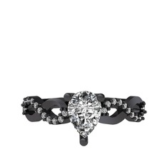 Fern Sonsuzluk Yüzük - Swarovski 925 ayar siyah rodyum kaplama gümüş yüzük #shafv9