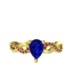 Lab safir ve rodolit garnet 18 ayar altın yüzük