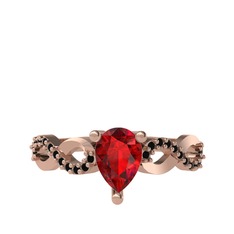 Fern Sonsuzluk Yüzük - Garnet ve siyah zirkon 14 ayar rose altın yüzük #t44ei1