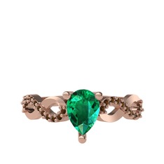 Fern Sonsuzluk Yüzük - Yeşil kuvars ve dumanlı kuvars 8 ayar rose altın yüzük #t751q2