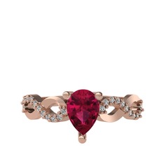 Fern Sonsuzluk Yüzük - Rodolit garnet ve beyaz zirkon 18 ayar rose altın yüzük #tbq83w