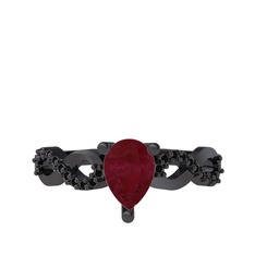 Kök yakut ve siyah zirkon 925 ayar siyah rodyum kaplama gümüş yüzük