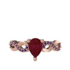 Fern Sonsuzluk Yüzük - Kök yakut ve ametist 18 ayar rose altın yüzük #vafdhk