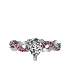 Fern Sonsuzluk Yüzük - Swarovski ve rodolit garnet 14 ayar beyaz altın yüzük #vu4lcl