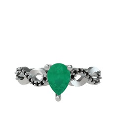 Fern Sonsuzluk Yüzük - Kök zümrüt ve siyah zirkon 925 ayar gümüş yüzük #w6b47n