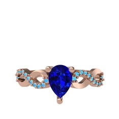 Fern Sonsuzluk Yüzük - Lab safir ve akuamarin 925 ayar rose altın kaplama gümüş yüzük #w6cr1g