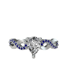 Fern Sonsuzluk Yüzük - Beyaz zirkon ve lab safir 925 ayar gümüş yüzük #wl4fpt