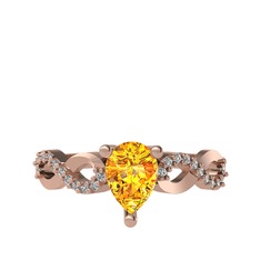 Fern Sonsuzluk Yüzük - Sitrin ve swarovski 8 ayar rose altın yüzük #wohm66