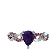 Fern Sonsuzluk Yüzük - Ametist ve rodolit garnet 925 ayar gümüş yüzük #wv3sib