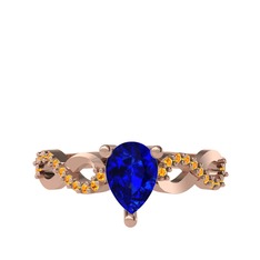 Fern Sonsuzluk Yüzük - Lab safir ve sitrin 925 ayar rose altın kaplama gümüş yüzük #xicb8k