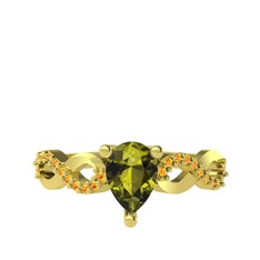 Fern Sonsuzluk Yüzük - Peridot ve sitrin 925 ayar altın kaplama gümüş yüzük #y4tnol