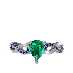 Yeşil kuvars ve lab safir 18 ayar beyaz altın yüzük