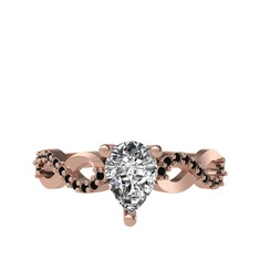 Fern Sonsuzluk Yüzük - Swarovski ve siyah zirkon 18 ayar rose altın yüzük #yflgfq