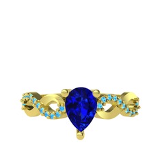 Fern Sonsuzluk Yüzük - Lab safir ve akuamarin 18 ayar altın yüzük #yqc79y