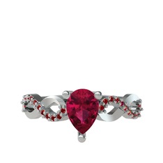 Rodolit garnet ve garnet 18 ayar beyaz altın yüzük