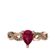 Fern Sonsuzluk Yüzük - Rodolit garnet ve peridot 14 ayar rose altın yüzük #zjvqlf