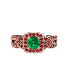 Yeşil kuvars ve garnet 14 ayar rose altın yüzük