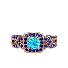 Aurora Yüzük - Akuamarin ve lab safir 925 ayar rose altın kaplama gümüş yüzük #10leuu8