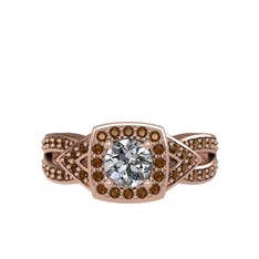 Swarovski ve dumanlı kuvars 18 ayar rose altın yüzük
