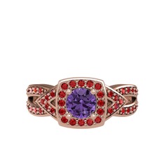 Aurora Yüzük - Ametist ve garnet 18 ayar rose altın yüzük #12db0ym