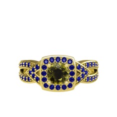 Aurora Yüzük - Peridot ve lab safir 14 ayar altın yüzük #13jkghr