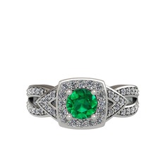 Aurora Yüzük - Yeşil kuvars ve swarovski 14 ayar beyaz altın yüzük #15g7oem