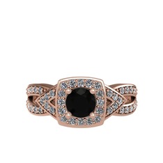 Aurora Yüzük - Siyah zirkon ve swarovski 8 ayar rose altın yüzük #15ttmqs