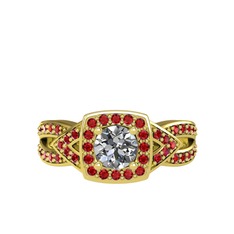 Swarovski ve garnet 18 ayar altın yüzük