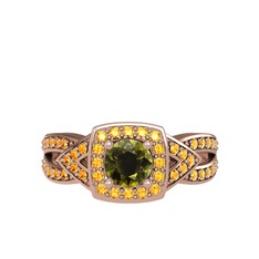 Aurora Yüzük - Peridot ve sitrin 14 ayar rose altın yüzük #16da4xh