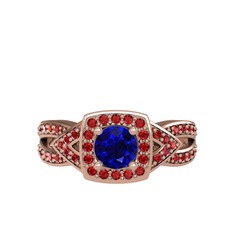 Aurora Yüzük - Lab safir ve garnet 18 ayar rose altın yüzük #17c9x5a