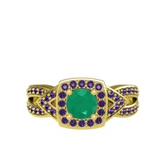 Aurora Yüzük - Kök zümrüt ve ametist 18 ayar altın yüzük #17ct8r0