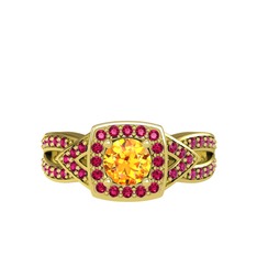 Aurora Yüzük - Sitrin ve rodolit garnet 925 ayar altın kaplama gümüş yüzük #17vq7s9