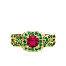 Aurora Yüzük - Rodolit garnet ve yeşil kuvars 925 ayar altın kaplama gümüş yüzük #17xw0pu