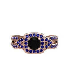 Aurora Yüzük - Siyah zirkon ve lab safir 8 ayar rose altın yüzük #19uwycv