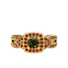 Peridot ve garnet 18 ayar altın yüzük
