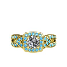 Aurora Yüzük - Swarovski ve akuamarin 8 ayar altın yüzük #1baf45p