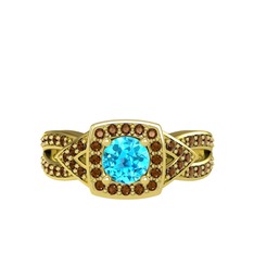 Aurora Yüzük - Akuamarin ve dumanlı kuvars 14 ayar altın yüzük #1bsgaex
