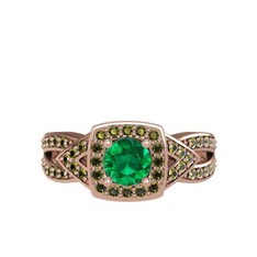 Yeşil kuvars ve peridot 8 ayar rose altın yüzük