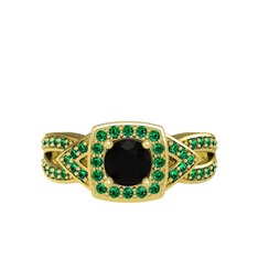 Aurora Yüzük - Siyah zirkon ve yeşil kuvars 14 ayar altın yüzük #1cjrejo