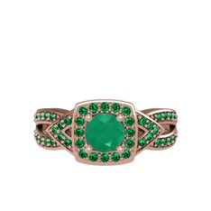 Aurora Yüzük - Kök zümrüt ve yeşil kuvars 14 ayar rose altın yüzük #1cmpu2v