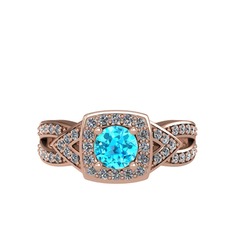 Aurora Yüzük - Akuamarin ve swarovski 925 ayar rose altın kaplama gümüş yüzük #1cxxkbv