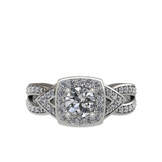 Swarovski ve beyaz zirkon 14 ayar beyaz altın yüzük
