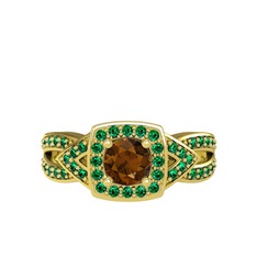 Aurora Yüzük - Dumanlı kuvars ve yeşil kuvars 18 ayar altın yüzük #1dqzw7c