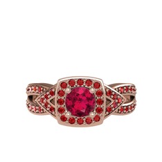 Rodolit garnet ve garnet 14 ayar rose altın yüzük