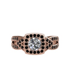 Aurora Yüzük - Swarovski ve siyah zirkon 18 ayar rose altın yüzük #1enoud1