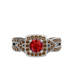Aurora Yüzük - Garnet ve dumanlı kuvars 925 ayar gümüş yüzük #1eqxfzt